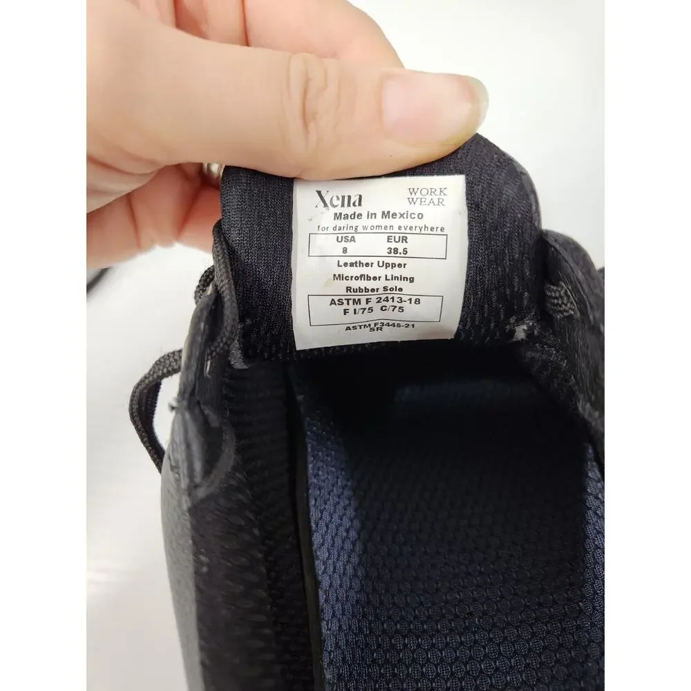 Xena Workwear Rogue EH Work Shoes For Women's, Size 8, Black & Silver. Steel Toe
